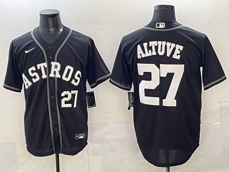 Men Houston Astros #27 Altuve Black Nike 2025 MLB Jersey 007